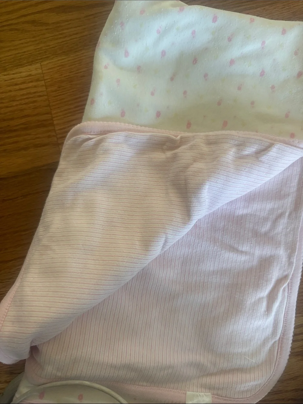 Vintage gymboree pink white flowers Baby blanket with Pink Trim